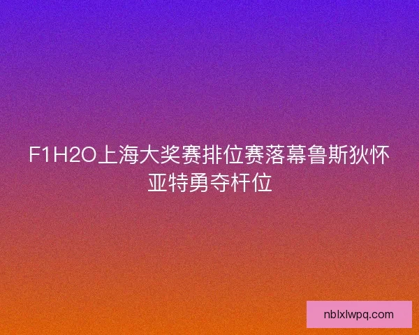 F1H2O上海大奖赛排位赛落幕鲁斯狄怀亚特勇夺杆位 F1H2O上海大奖赛排位赛落幕鲁斯狄怀亚特勇夺杆位