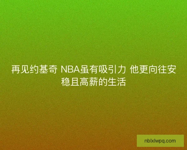 再见约基奇 NBA虽有吸引力 他更向往安稳且高薪的生活